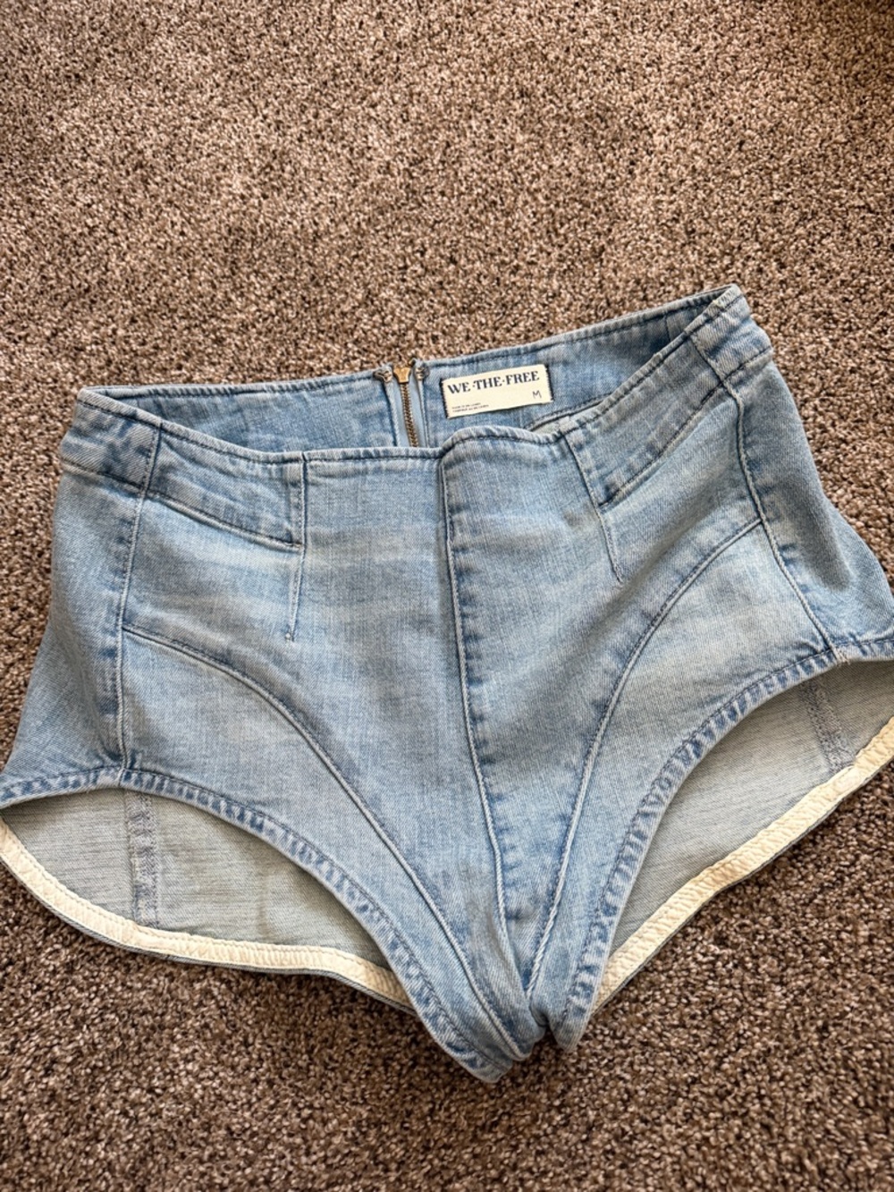 We The Free Light Wash High-Rise Sculpted Denim Shorts